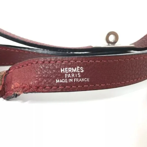 HERMES KellyHardware Pet dog dog dog Lead Leather wine-red/SilverHardware - Picture 5 of 9